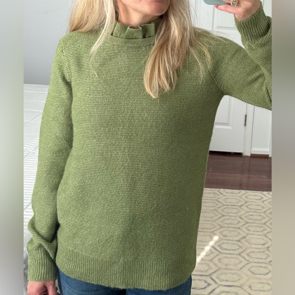 Like New! J. Crew ruffle mock neck alpaca blend sweater sz. small